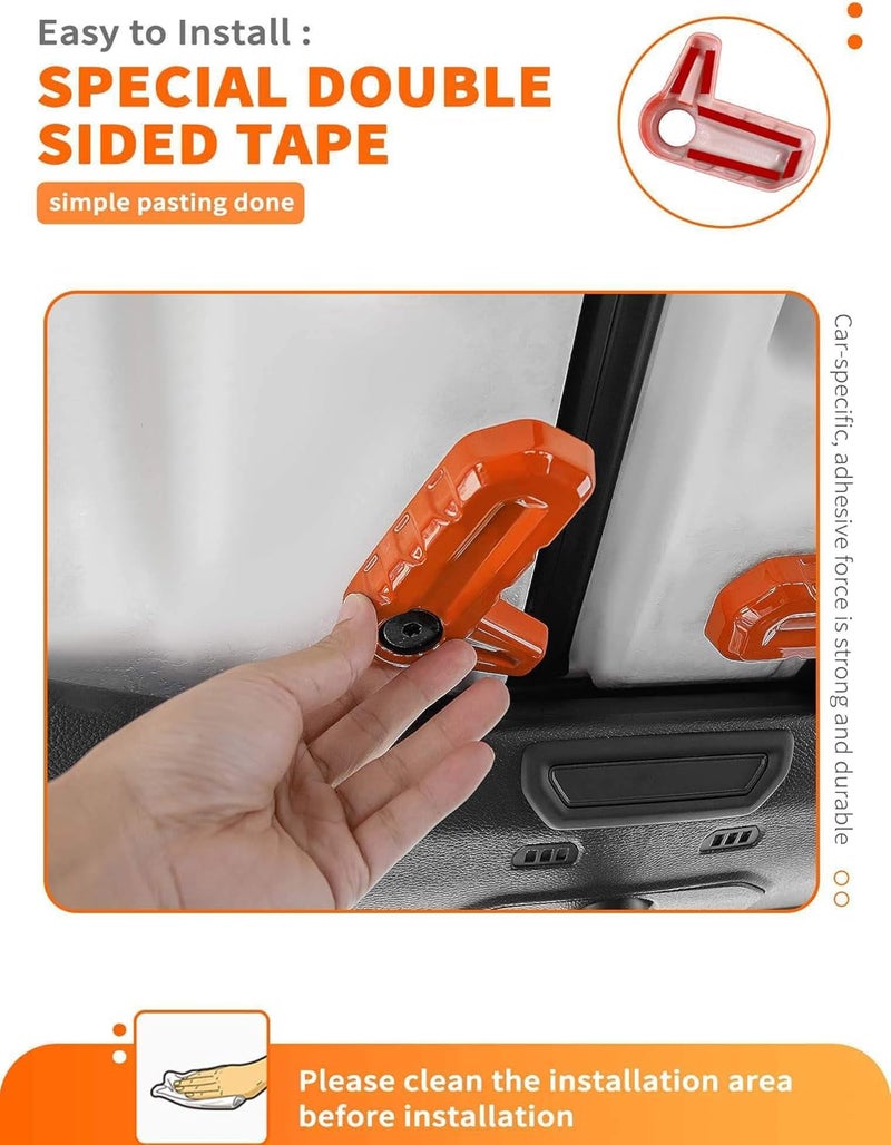 Savadicar Orange Interior Accessories - Hardtop Latches Trim Cover for 2018-Present Jeep Wrangler JL JLU 4XE & Gladiator JT - Solid Color Interior Decor Upgrade Option, 6-Piece - Image 4